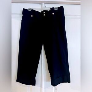 Rekucci Black Capri Pants Size 16 Stretchy Pull On 4 Pocket Cuffed